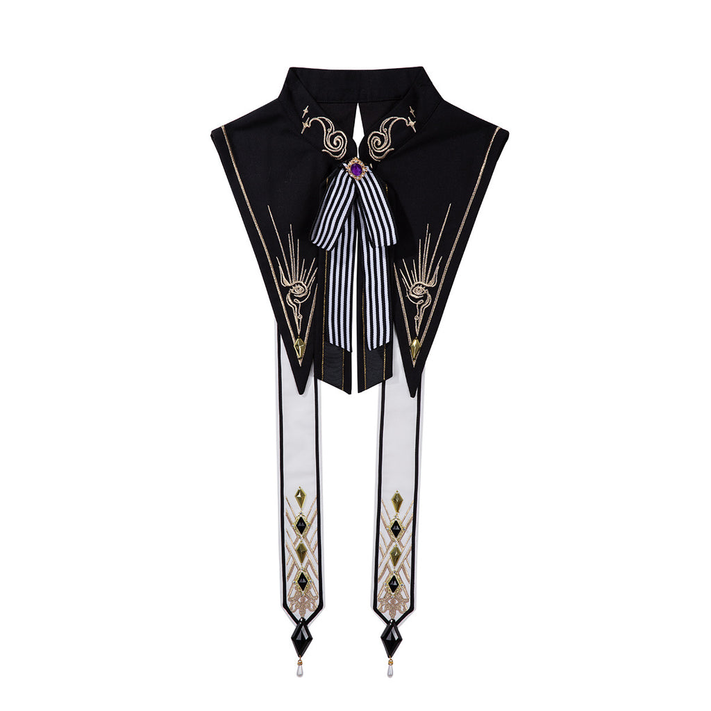 Military Lolita Cloak Dress Set White Black Embroider Ensemble