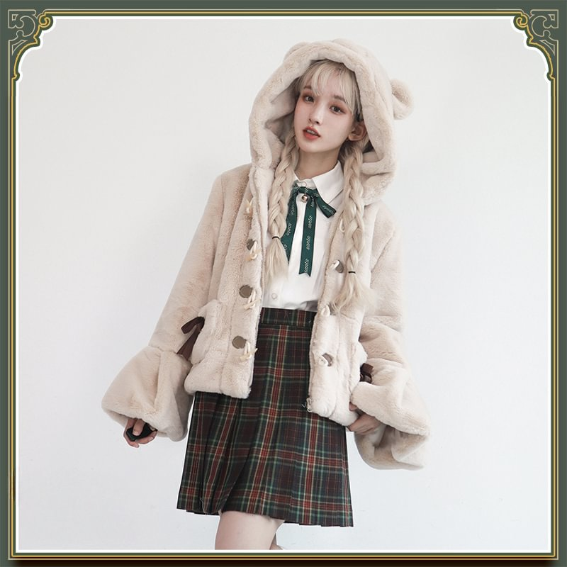 Light Brown Jk Uniform Plush Jacket Autumn and Winter Women's Clothes Short Limited Edition Coat
