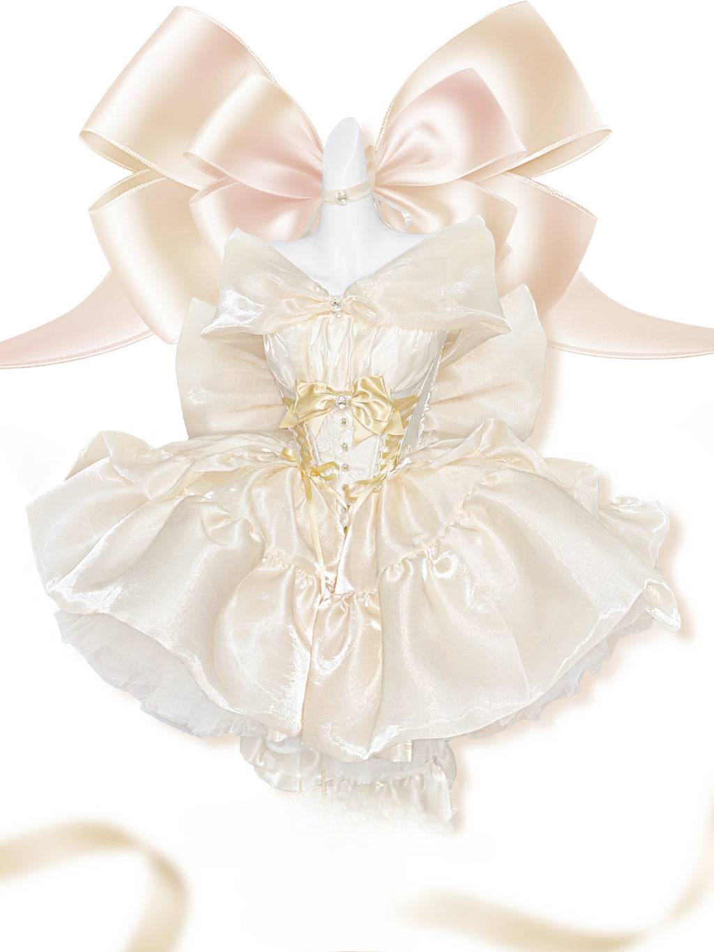 Light Gold Lolita Rose Dress Sleeveless Short Dress Elegant Princess Dress