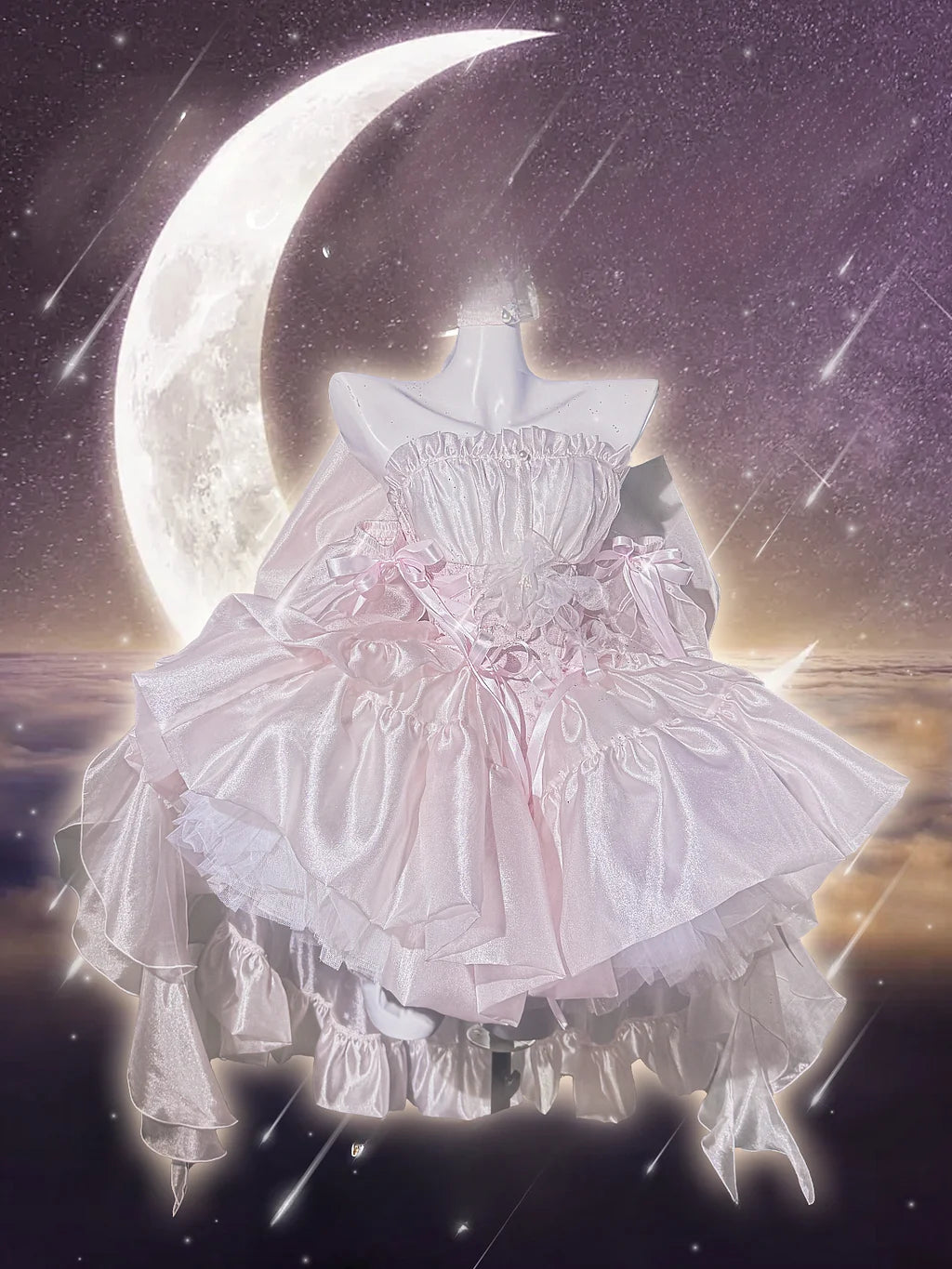 Hime Lolita Light Pink Ballet Style Lace Strappy Bow Lolita Dress