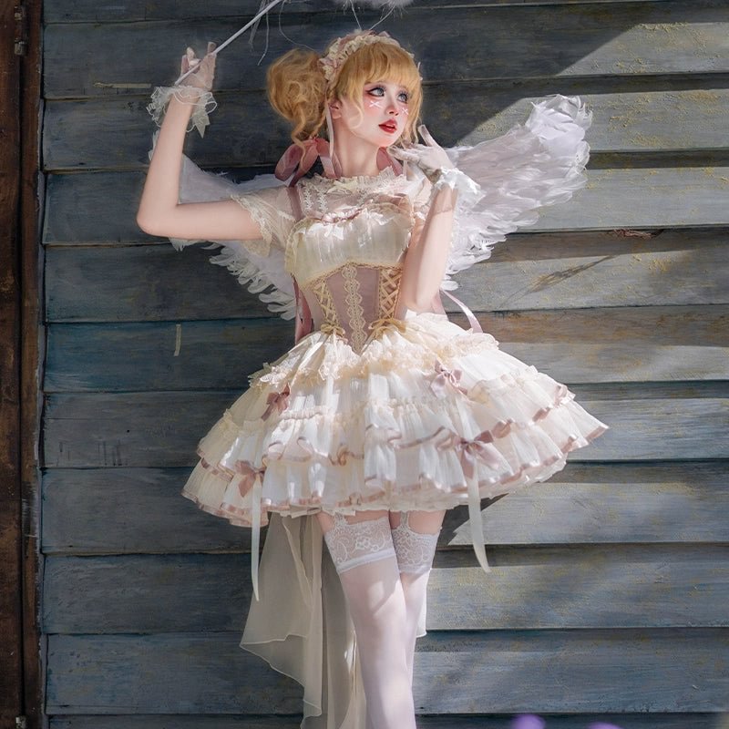 Sweet Lolita Light Purple Strappy Lace Short Cake Dress