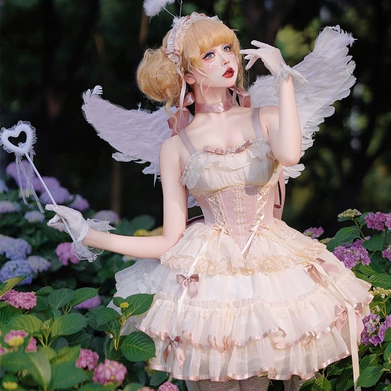 Sweet Lolita Light Purple Strappy Lace Short Cake Dress