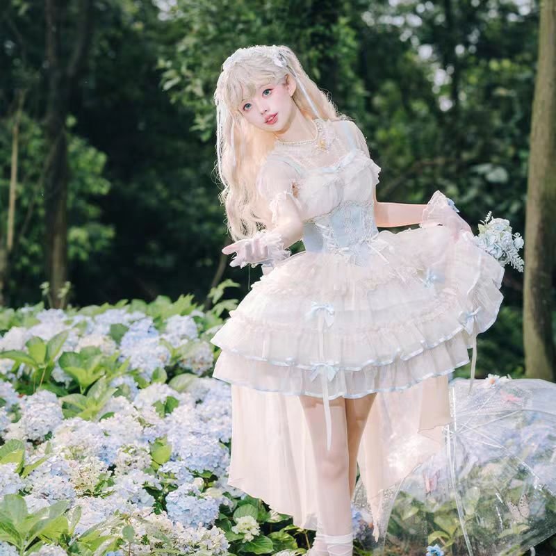 Sweet Lolita Light Purple Strappy Lace Short Cake Dress
