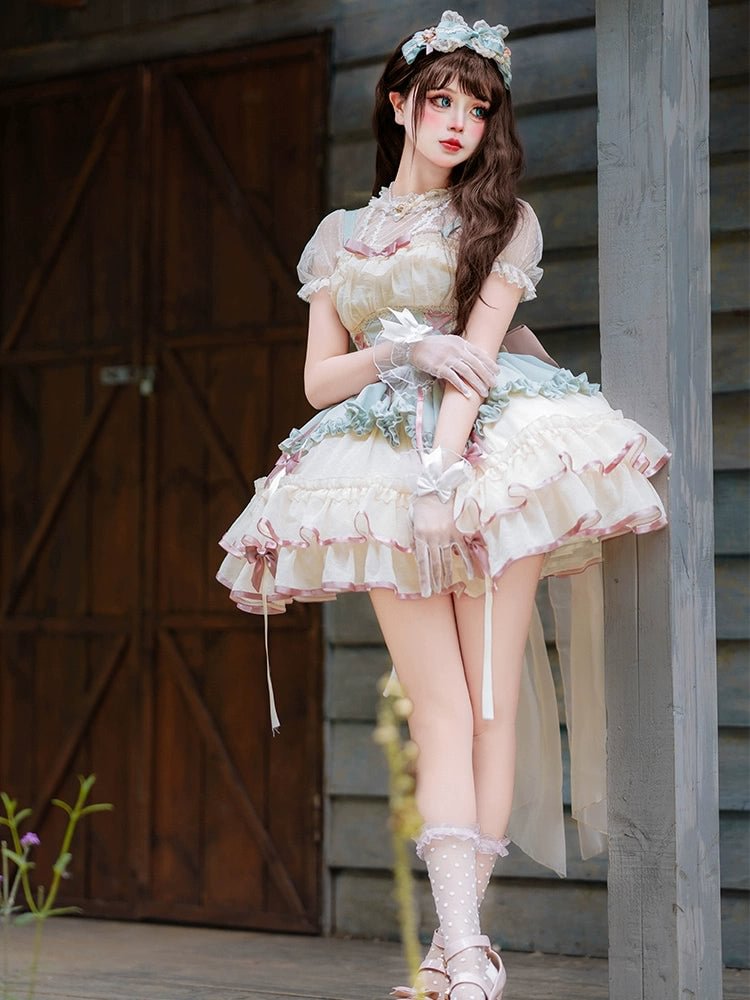 Sweet Lolita Light Purple Strappy Lace Short Cake Dress
