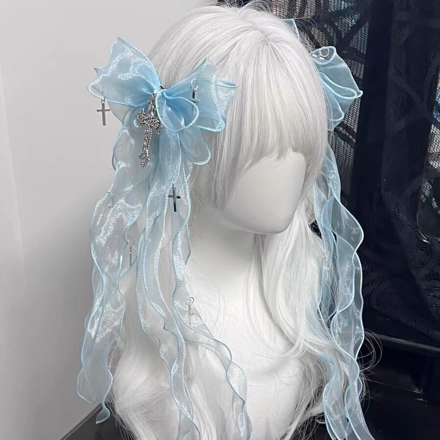 Lolita Accessories Headwear Gothic Bow Cross Ribbon Lace Hairclip Hair Accessories