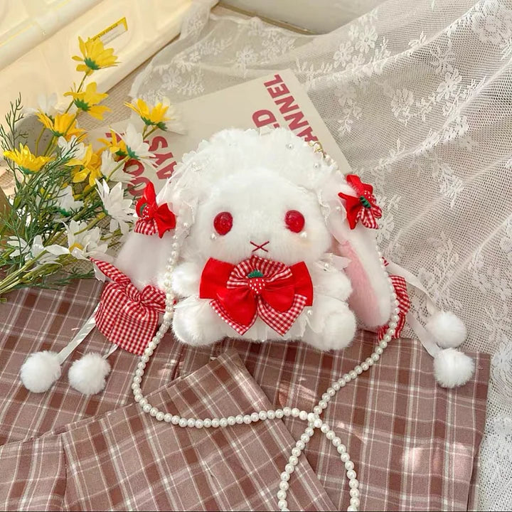Lolita Accessories Sweet White Rabbit Fluffy Crossbody Bag Lolita Accessories for Girls Kawaii Bag