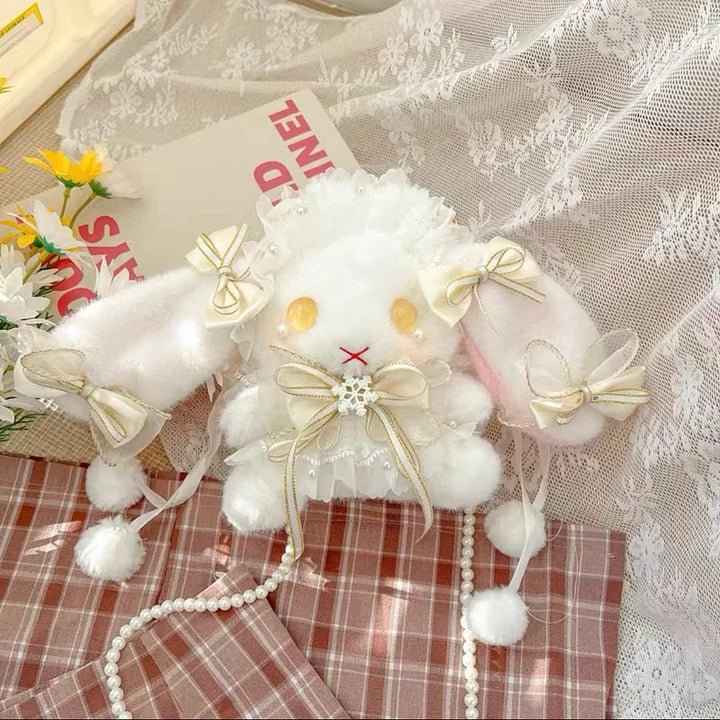 Lolita Accessories Sweet White Rabbit Fluffy Crossbody Bag Lolita Accessories for Girls Kawaii Bag