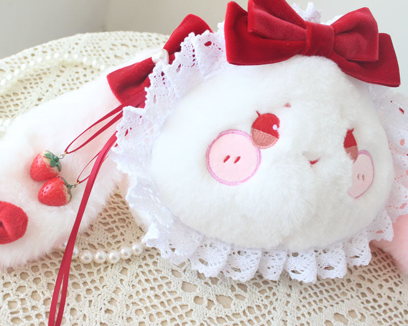 Lolita Bag Sweet White Strawberry Lop Bunny Pearl Chain Lolita Accessories