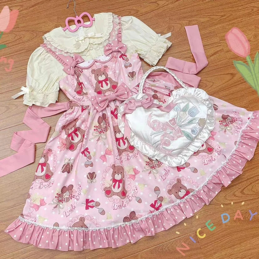 Lolita Bow Love Bag Embroidery Bag Handbag Girls Gift