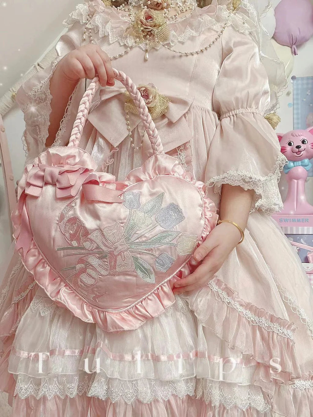 Lolita Bow Love Bag Embroidery Bag Handbag Girls Gift