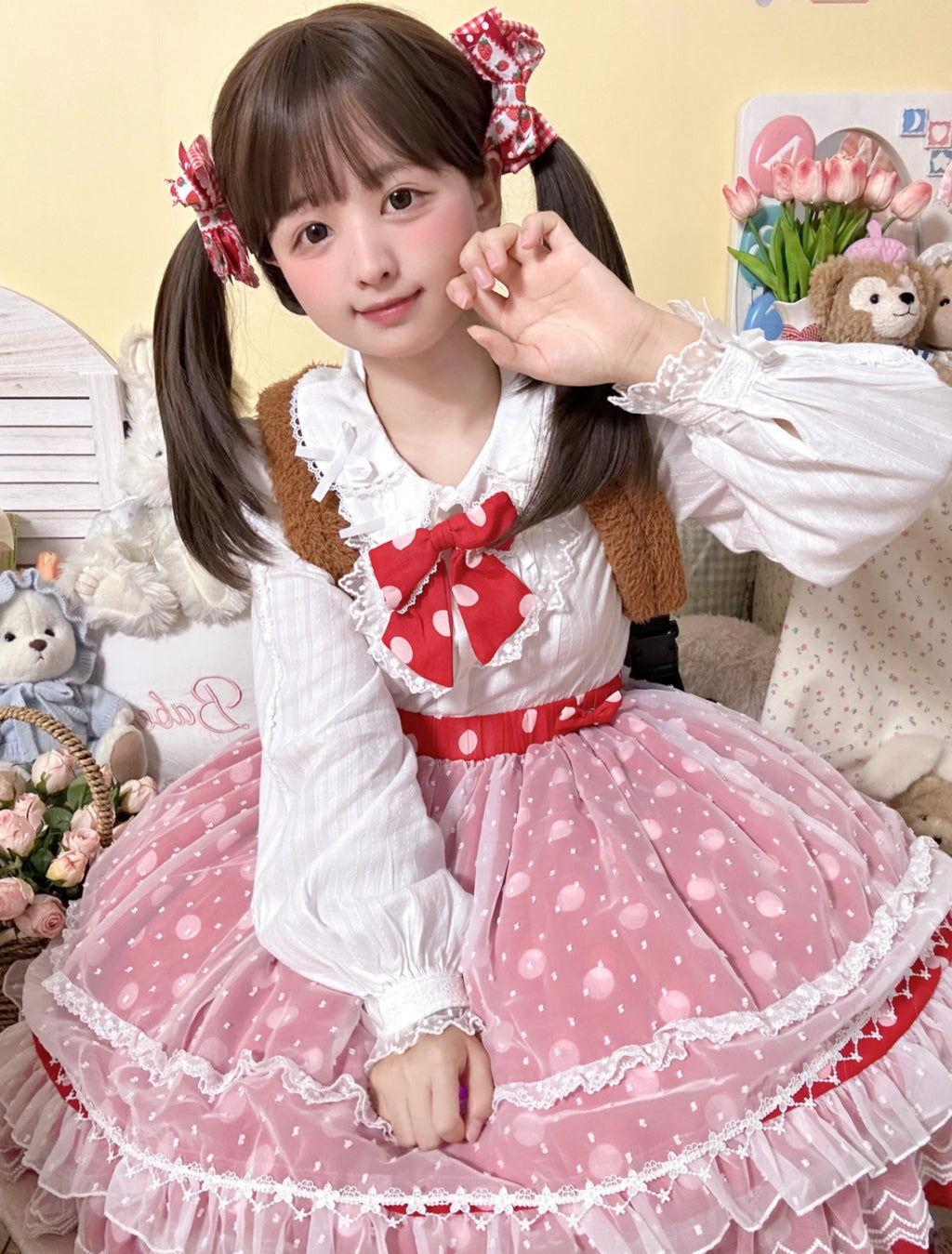 Lolita Coats Cotton Long sleeved Shirt Doll Collar Bow Sweet Inner Blouse