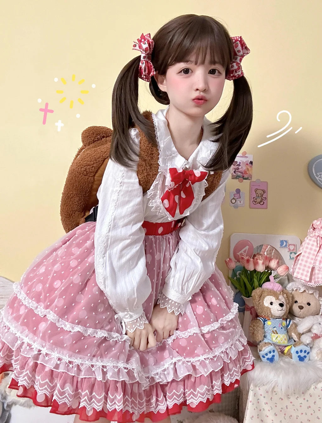 Lolita Coats Cotton Long sleeved Shirt Doll Collar Bow Sweet Inner Blouse