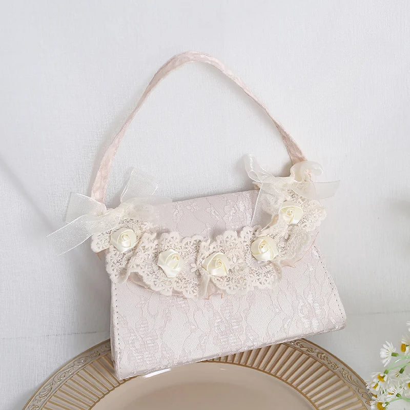 Lolita Handbag Sweet French Floral Lace Rose Shoulder Crossbody Cheongsam Bag