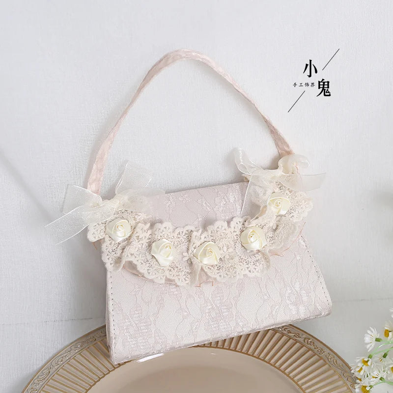 Lolita Handbag Sweet French Floral Lace Rose Shoulder Crossbody Cheongsam Bag
