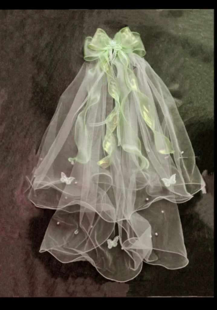 Lolita Handmade Flower Wedding Veil Super Fairy Bride Wedding Dress Bow Headdress