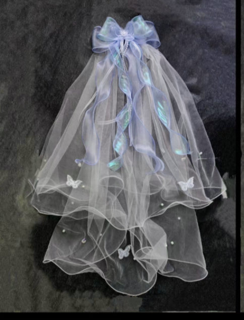 Lolita Handmade Flower Wedding Veil Super Fairy Bride Wedding Dress Bow Headdress