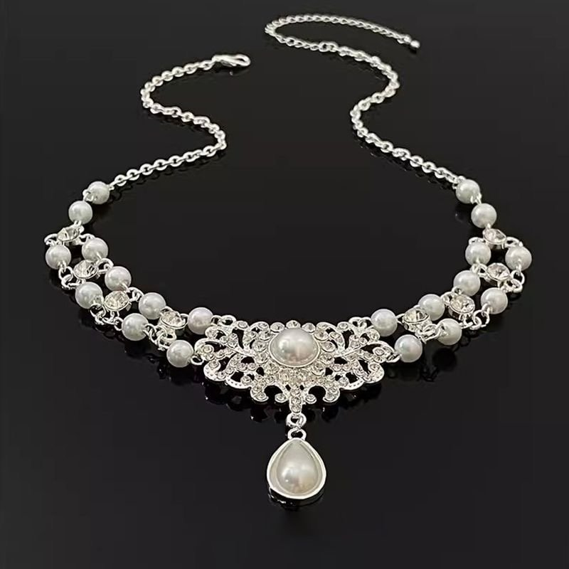 Lolita Necklace Accessories  Baroque White Floral Pearl Choker Lolita Elegant for Wedding
