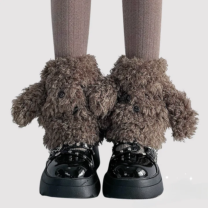 Lolita Stockings Cute Plush Wool Autumn and Winter Dog Ears Short Lolita Accessories