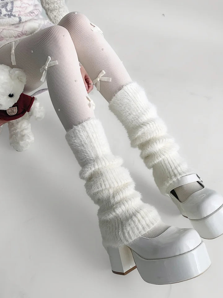 Lolita Stockings White Lace Bow Decoration Cute Japanese Pearl Pantyhose Knee Socks Lolita Lolita Accessories