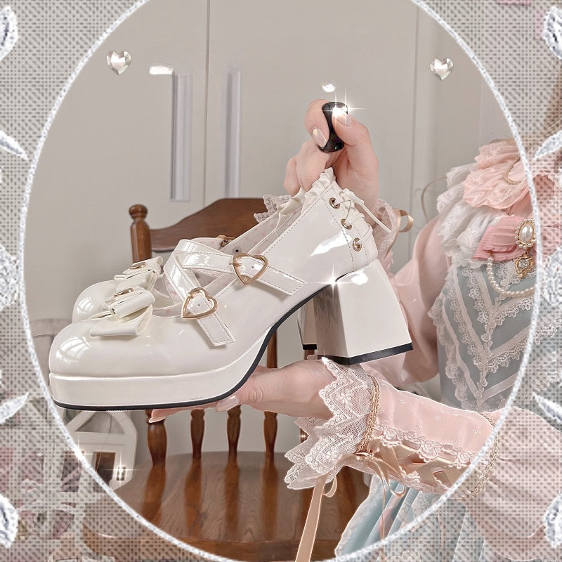 Lolita Shoes Candy Girl Elegant High Heels Cute Girl Bow Japanese Princess