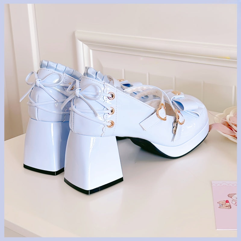 Lolita Shoes Candy Girl Elegant High Heels Cute Girl Bow Japanese Princess
