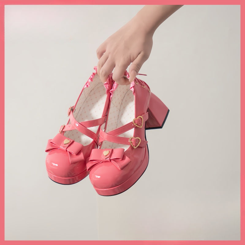 Lolita Shoes Candy Girl Elegant High Heels Cute Girl Bow Japanese Princess