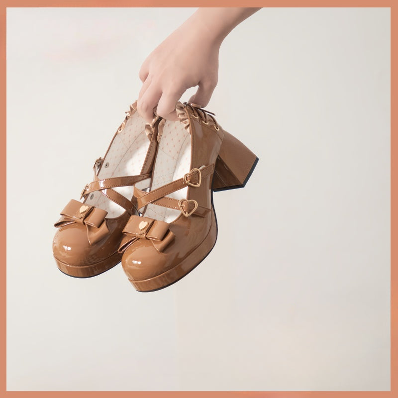 Lolita Shoes Candy Girl Elegant High Heels Cute Girl Bow Japanese Princess