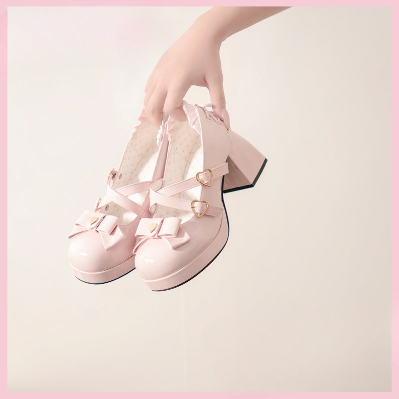 Lolita Shoes Candy Girl Elegant High Heels Cute Girl Bow Japanese Princess