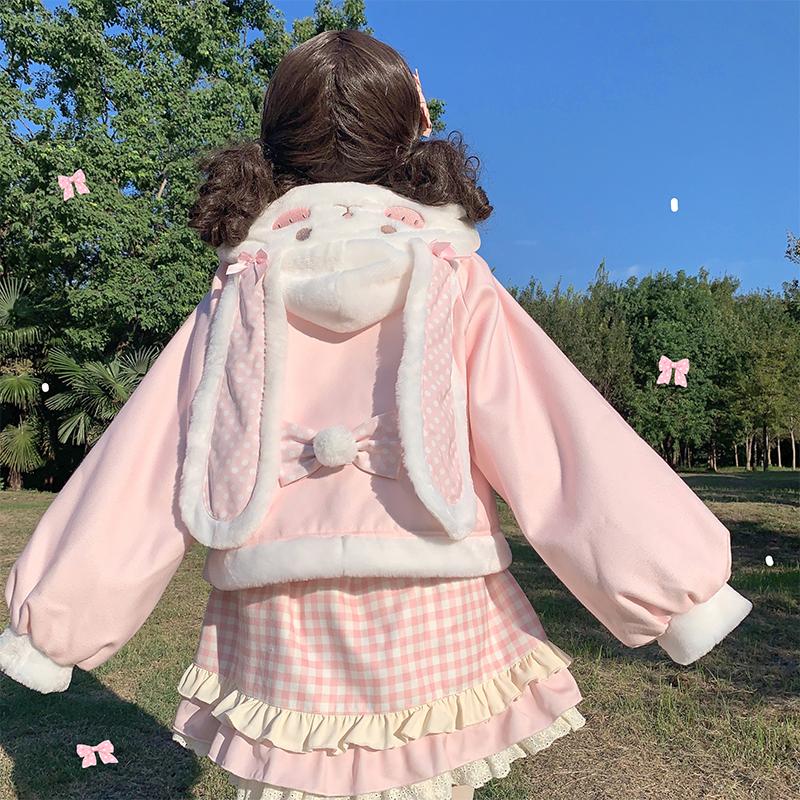 Love Bunny Girl Cute Rabbit Ear Woolen Coat Lolita Coat