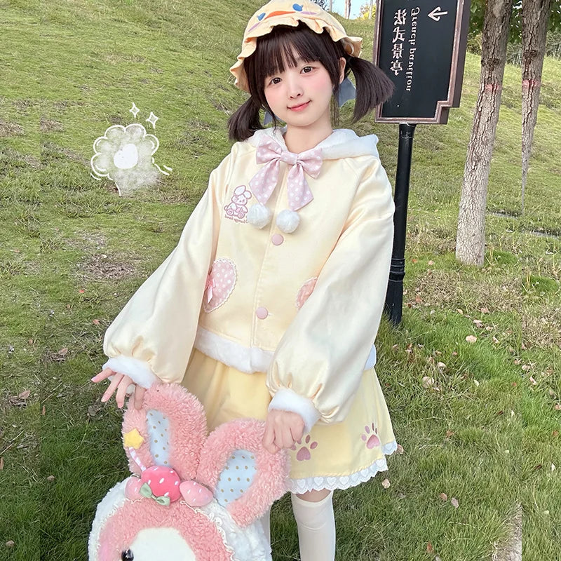 Love Bunny Girl Cute Rabbit Ear Woolen Coat Lolita Coat