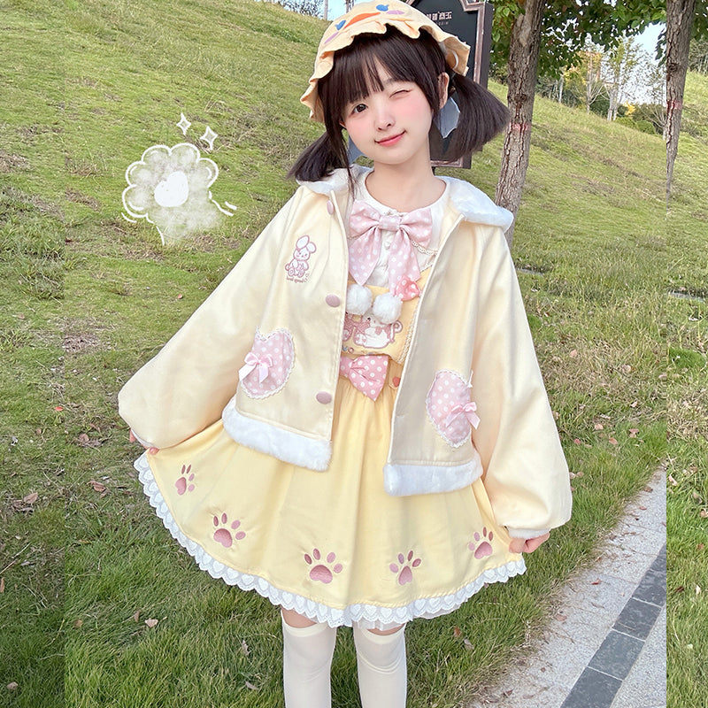 Love Bunny Girl Cute Rabbit Ear Woolen Coat Lolita Coat