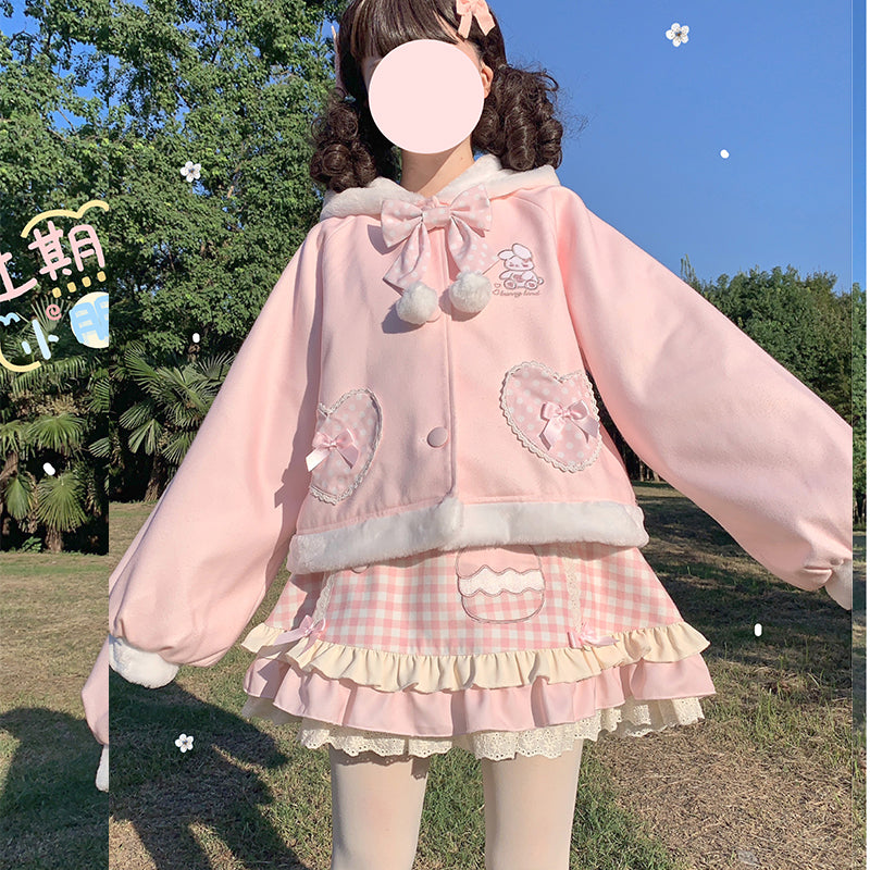 Love Bunny Girl Cute Rabbit Ear Woolen Coat Lolita Coat