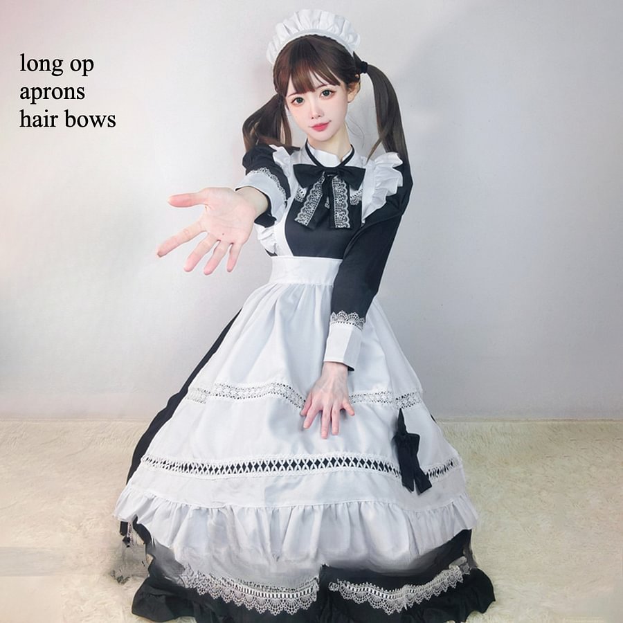 Maid Outfit British Aristocratic  Long-sleeved Gothic Black and White Short Lolita