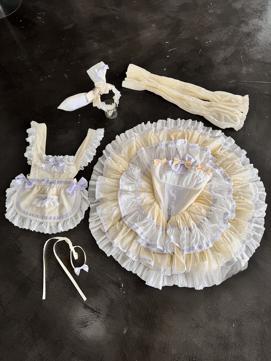 Maid Outfit Sweet Lolita Light Yellow Sweet Lolita Maid Dress with Bunny Ears Headpiece