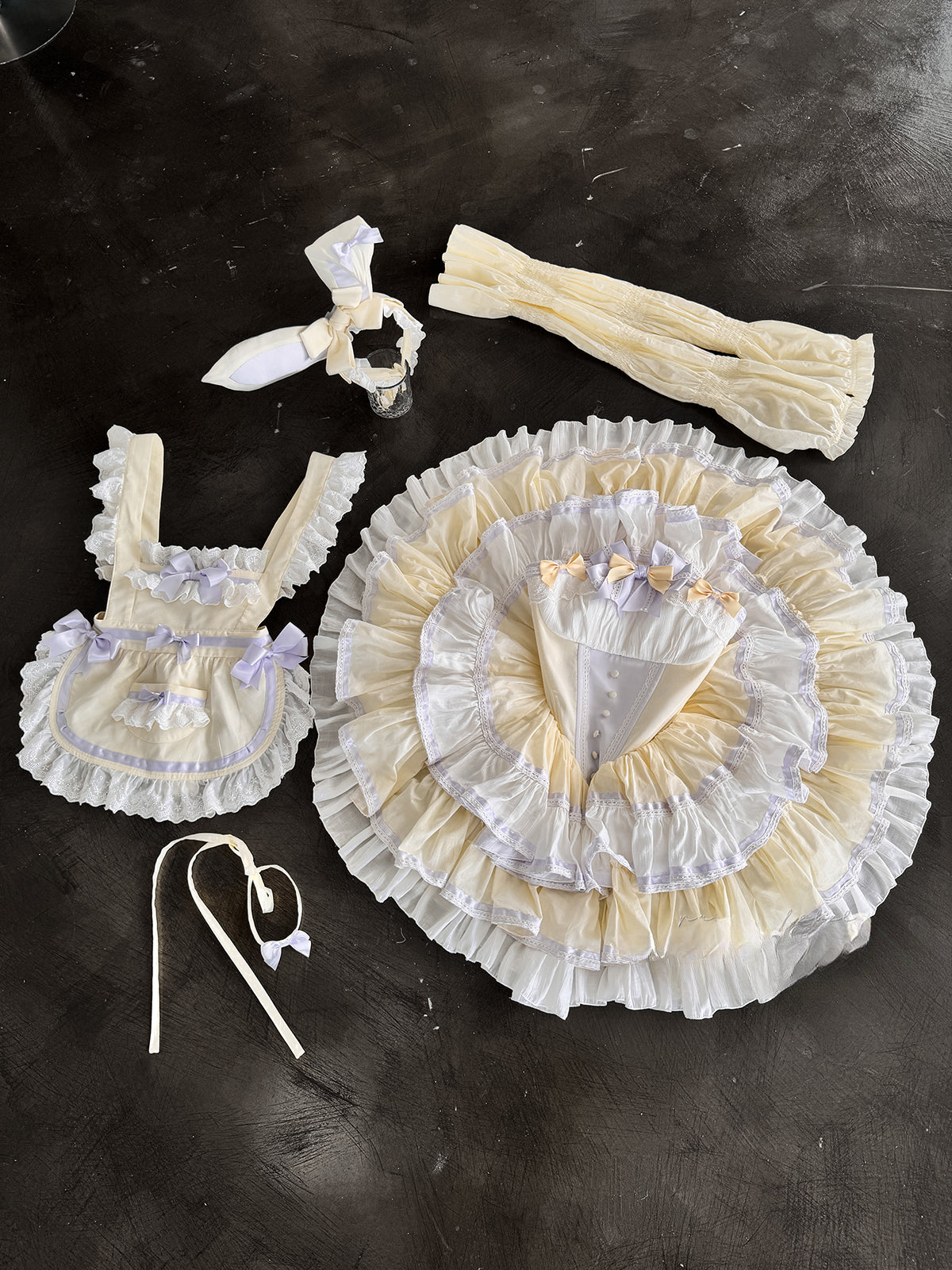 Maid Outfit Sweet Lolita Light Yellow Sweet Lolita Maid Dress with Bunny Ears Headpiece