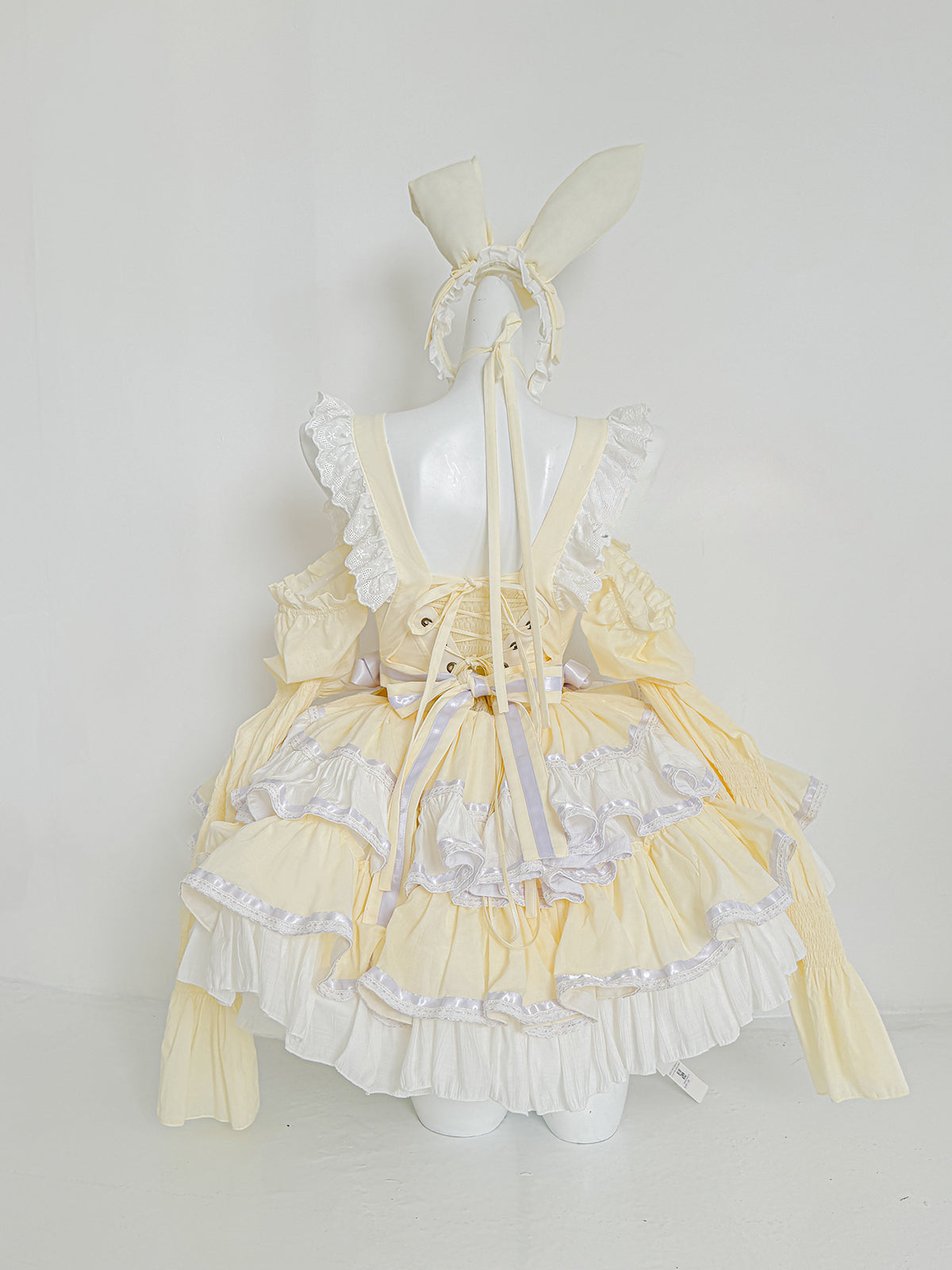 Maid Outfit Sweet Lolita Light Yellow Sweet Lolita Maid Dress with Bunny Ears Headpiece