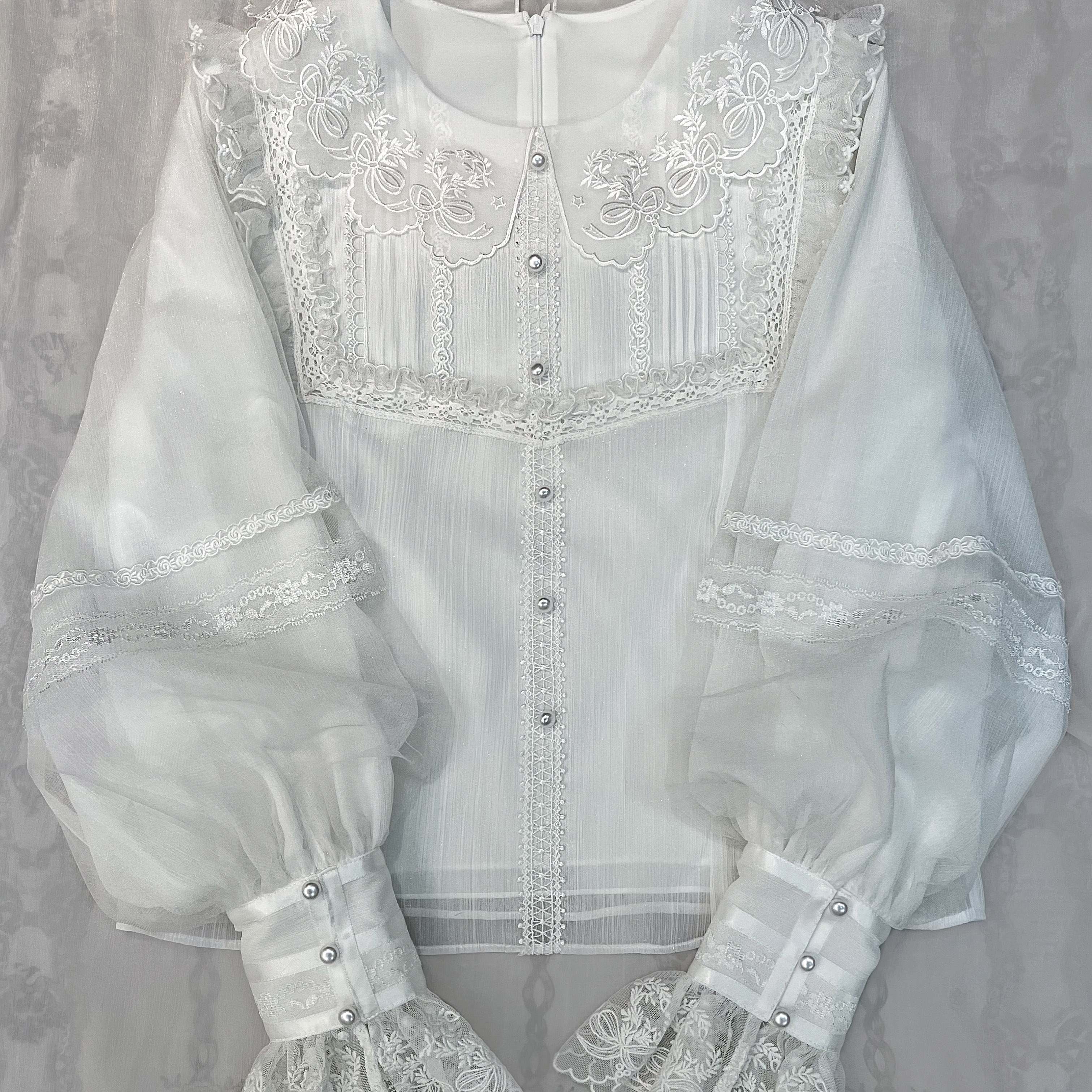 Lolita Blouses Matching Lolita Inside Classic White Bubble Sleeve Shirt Palace Lantern Sleeve Short