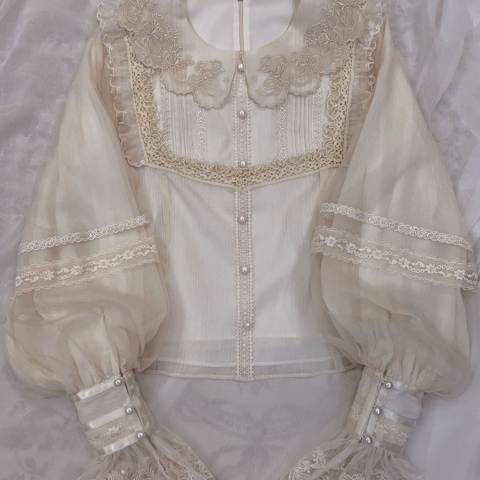 Lolita Blouses Matching Lolita Inside Classic White Bubble Sleeve Shirt Palace Lantern Sleeve Short