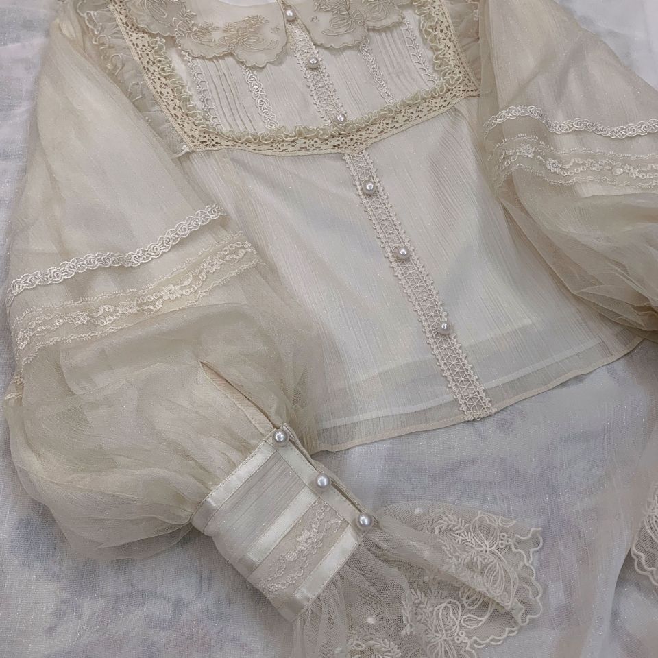 Lolita Blouses Matching Lolita Inside Classic White Bubble Sleeve Shirt Palace Lantern Sleeve Short