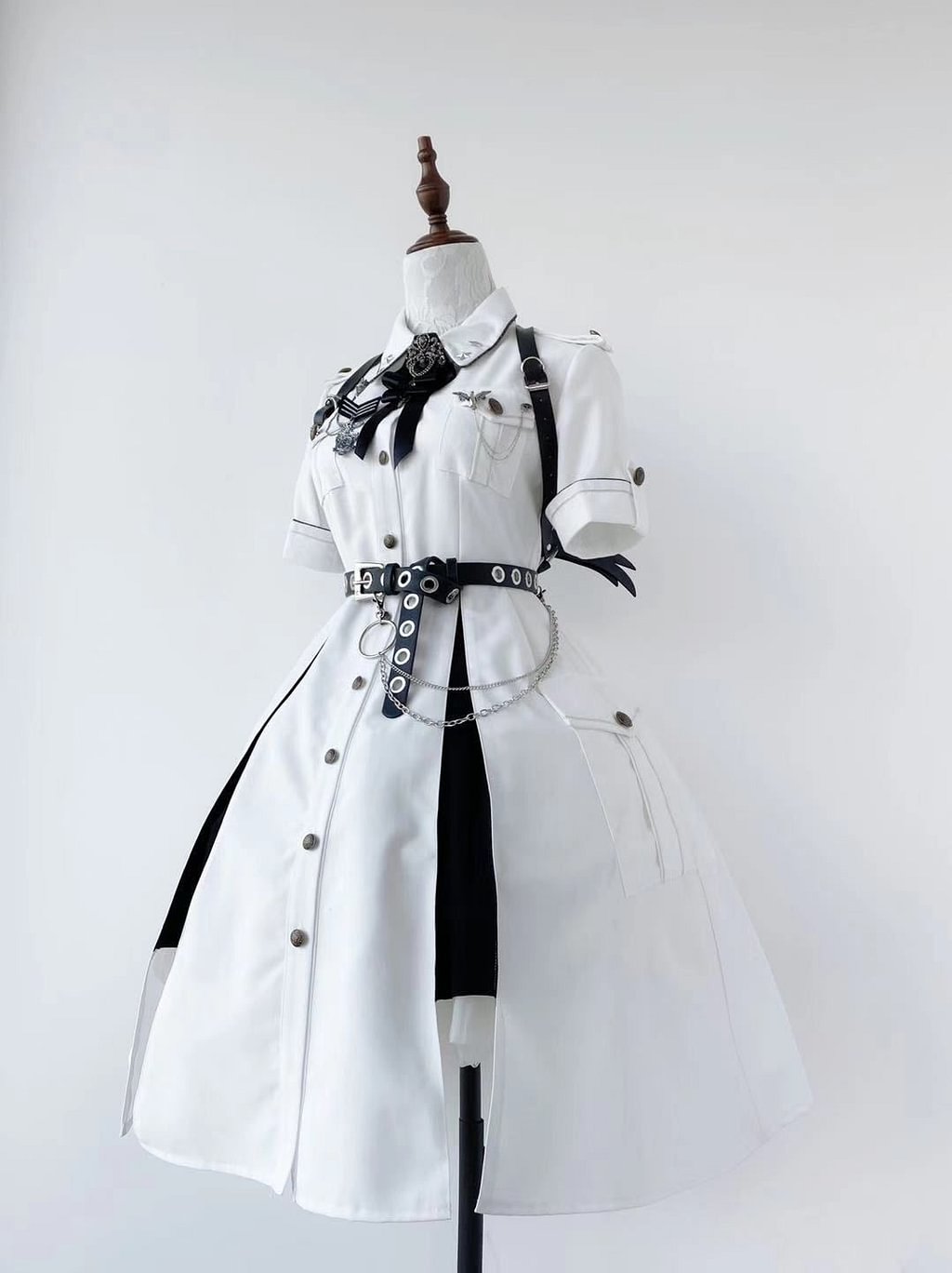 Military Lolita Black Dress Cosplay Lolita Fashion Outfit Set
