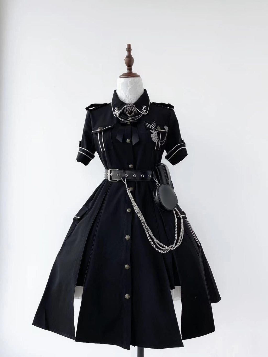 Military Lolita Black Dress Cosplay Lolita Fashion Outfit Set