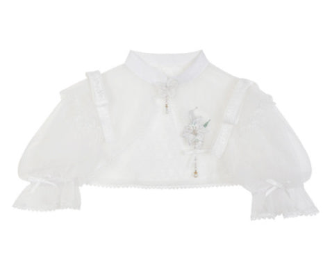 Mori Kei Fashion Lolita Style Wind Singing Lily Lolita Embroider Dress Suit Elegant