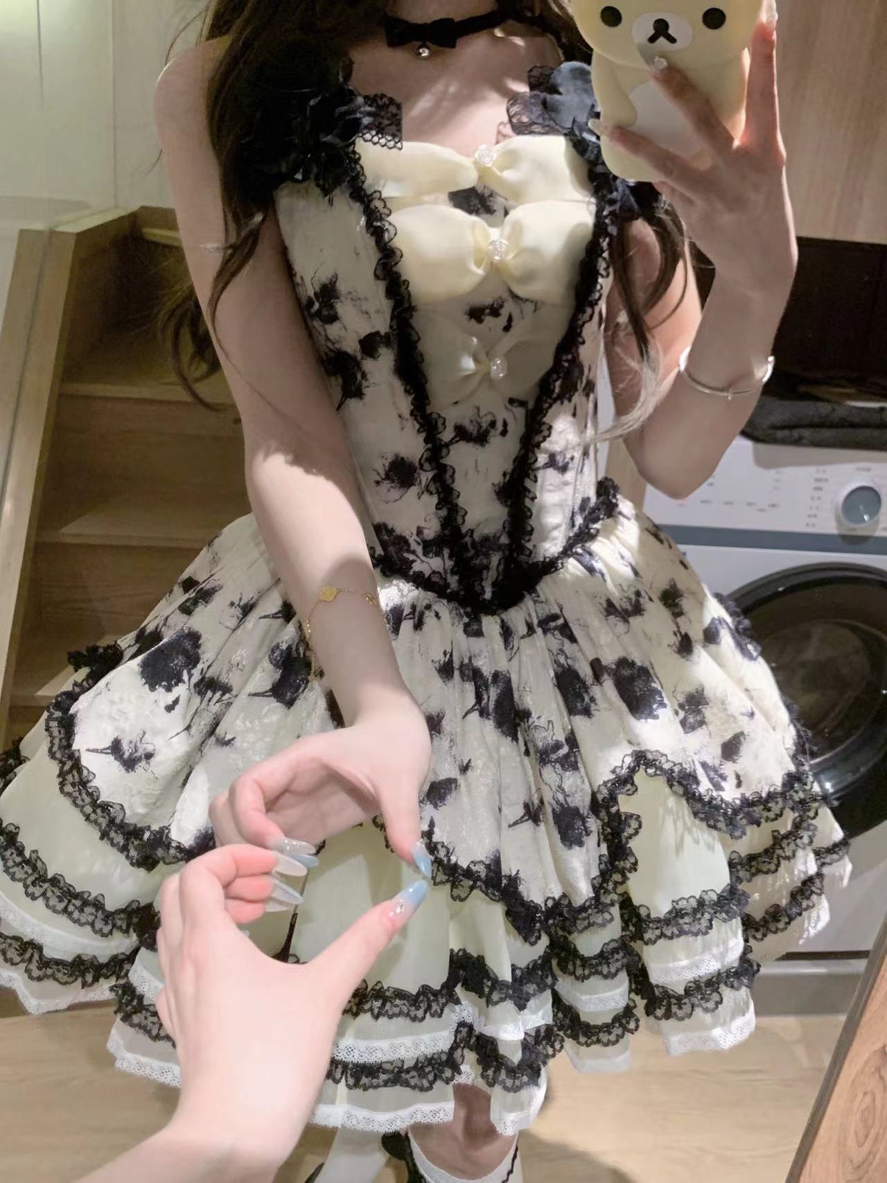 Mori Kei Fashion Sweet Lolita Pastoral Cute Elegant Light Green Lolita Daily Dress for summer