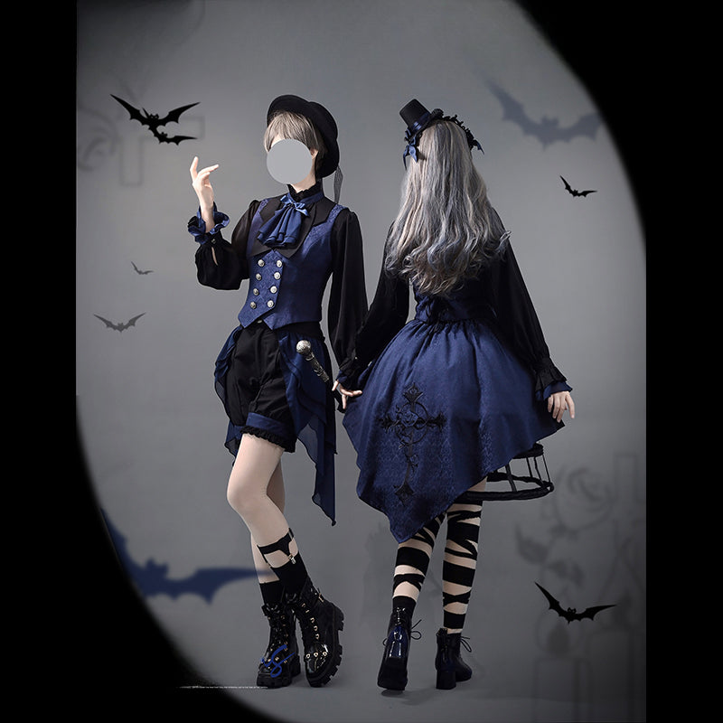 [Pre] Ouji Fashion Dark Blue Dark Set Original Lolita Prince Outfit Summer Spring
