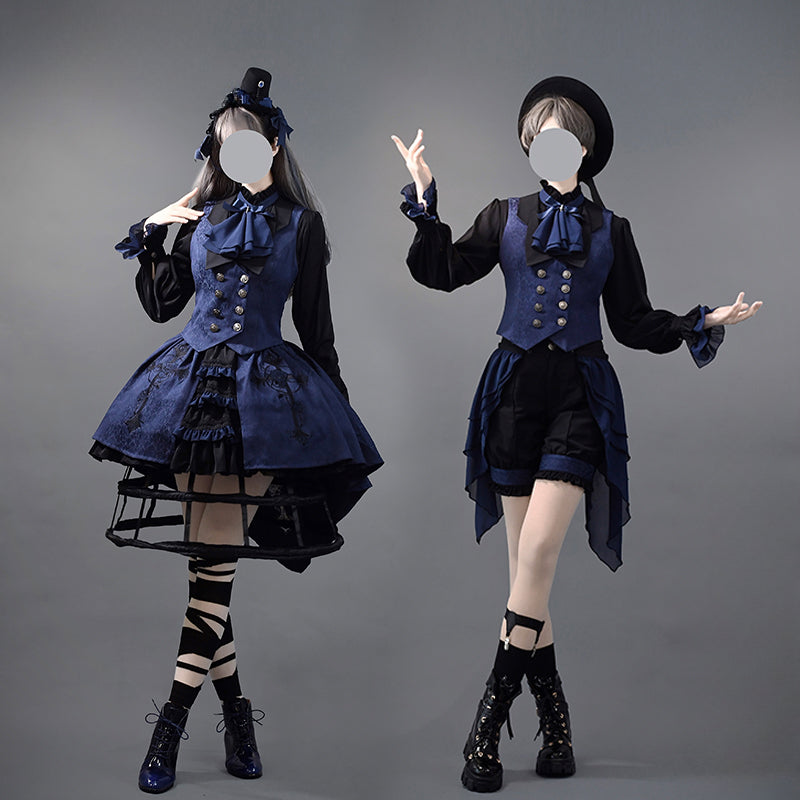 [Pre] Ouji Fashion Dark Blue Dark Set Original Lolita Prince Outfit Summer Spring
