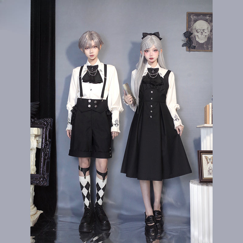 [Pre] Ouji Fashion Night Raven Magic Set Original Lolita Prince Cloak Shirt Overalls Dress Set