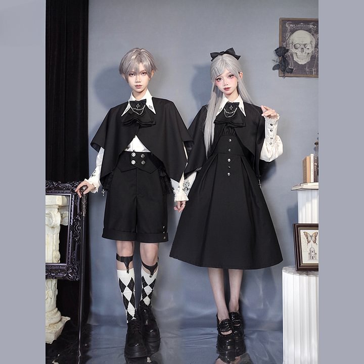 [Pre] Ouji Fashion Night Raven Magic Set Original Lolita Prince Cloak Shirt Overalls Dress Set