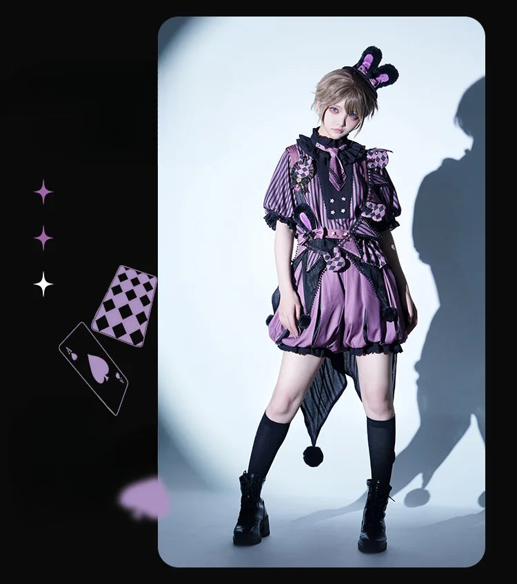 Ouji Fashion Goth Lolita Aristocrat Style Prince Coat Short Pants Set Elegant Purple White Color Unisex Daily Wear Autumn Winter Outfit