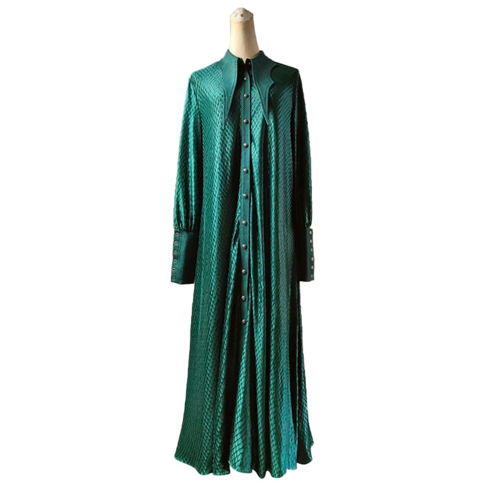Ouji Fashion Goth Lolita Long Coat Shorts Set Green Black Gothic Lolita Tailored Lace Detailed Ensemble