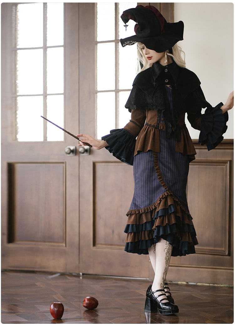 Ouji Fashion Goth Lolita Vintage Steampunk Print Brown Embroidered Lolita Fishtail Suit Prince Style Shorts Suit Autumn
